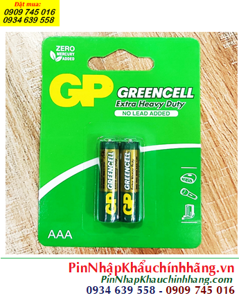 GP GreenCell 24G-2U2 /R03, Pin đũa AAA 1.5v GP GreenCell 24G-2U2 Extra Heavy Duty /Loại Vỉ 02viên